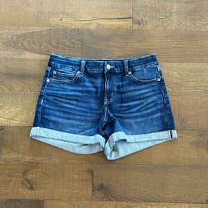 curvy midi denim shorts